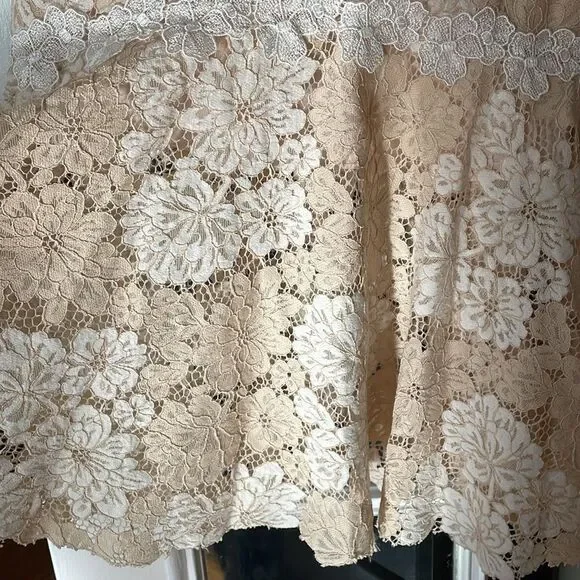 Saylor floral v neck lace maggy dress sheath flared peplum skirt size medium EUC - Picture 6 of 14